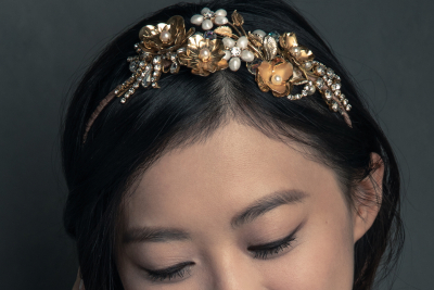 Lady wearing a jewellery tiara