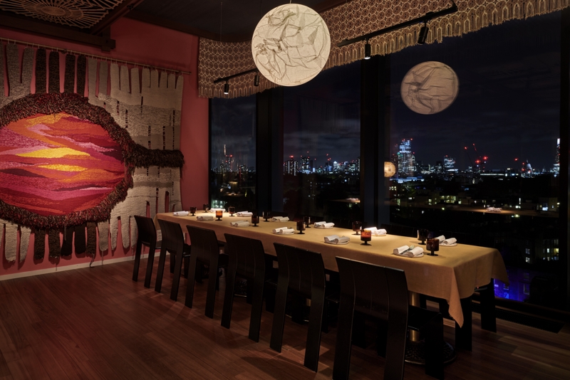 the standard hotel night time view of London