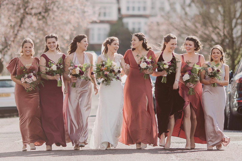 Picture of Bridesmaids and Bride with flowers